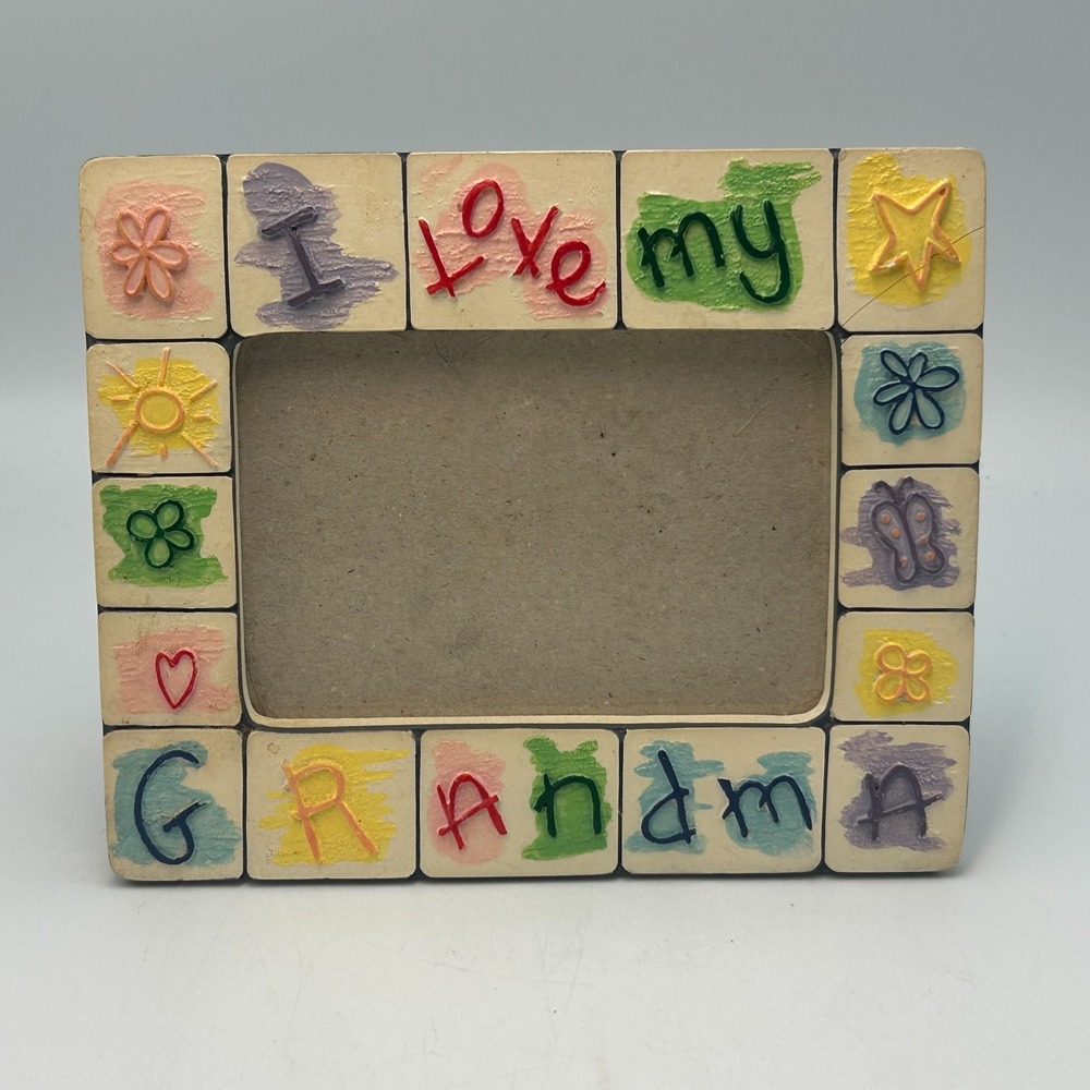 Vintage‎ 90's Russ Picture Frame Skribbles I Love My Grandma 3x5 Crayons Photo